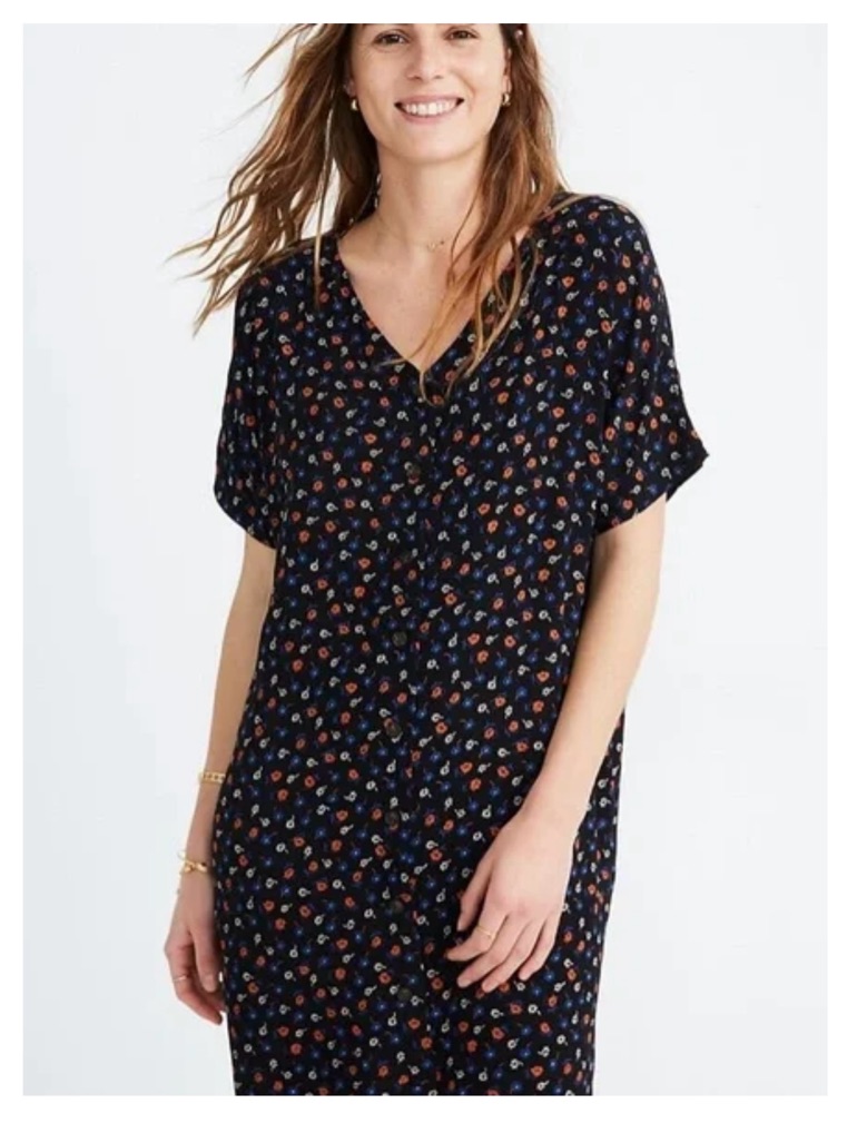 Madewell- Button-Front Easy Dress In Prairie Posies